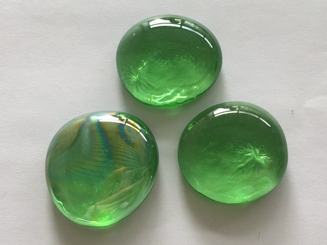 Stones Glass Pebbles Nuggets Green Iridised 